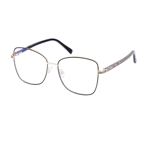 Square Black Gold Eyeglasses