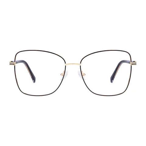 Square Black Gold Eyeglasses