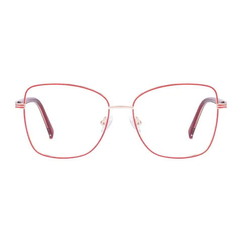 Square Red/Gold Eyeglasses