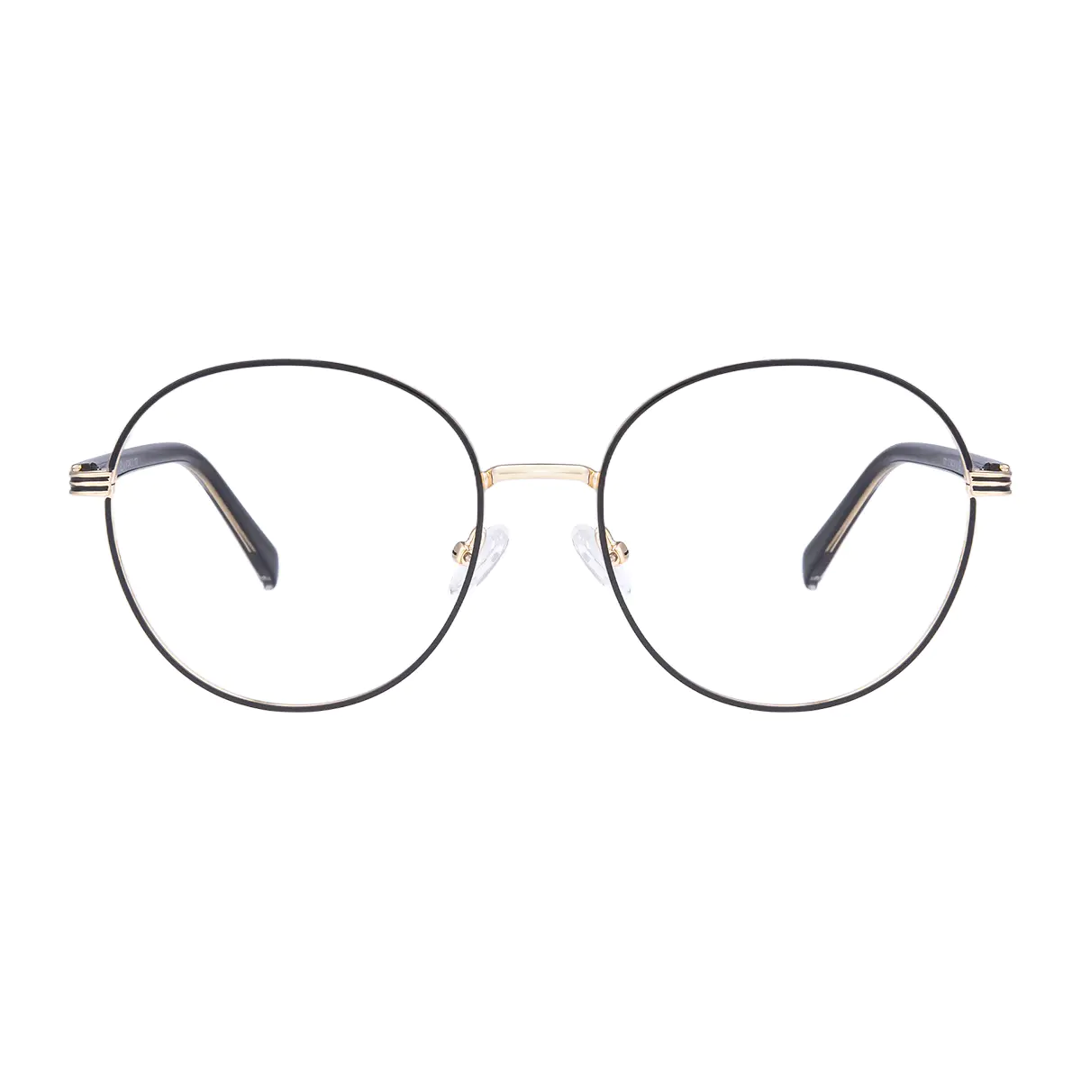 Round Black Gold Eyeglasses
