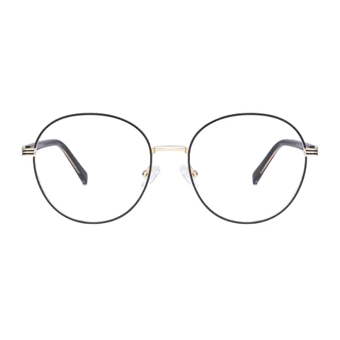 Round Black Gold Eyeglasses