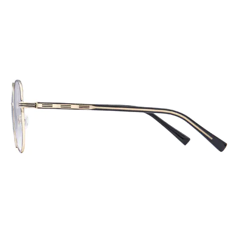 Round Black Gold Eyeglasses