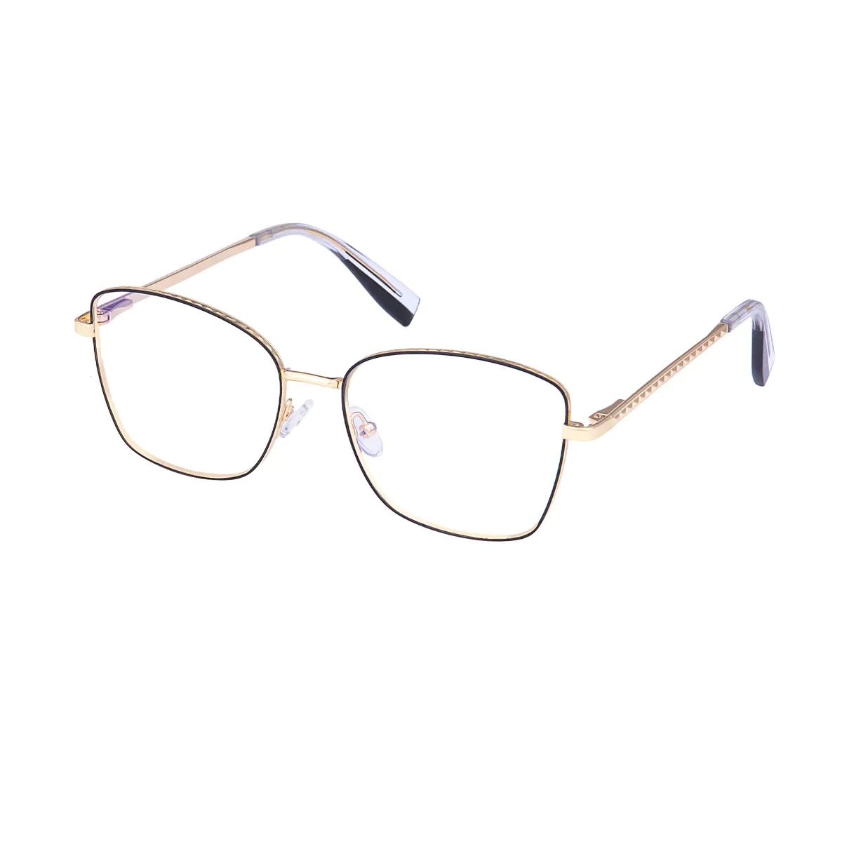 Square Black Gold Eyeglasses