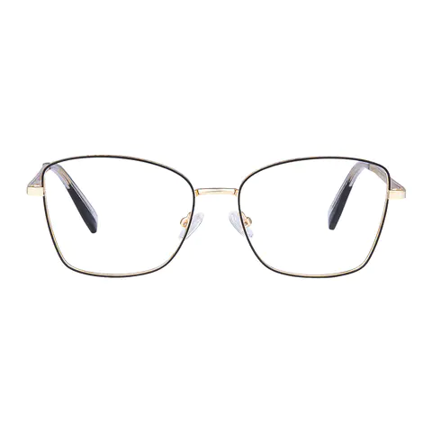 Square Black Gold Eyeglasses