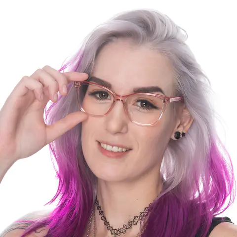 Square Transparent Pink Eyeglasses