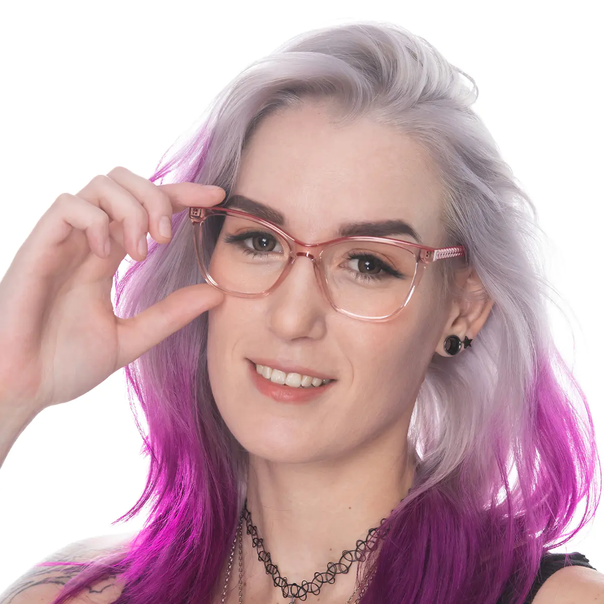 Square Transparent Pink Eyeglasses