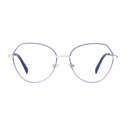 Geometric Blue/Silver Eyeglasses