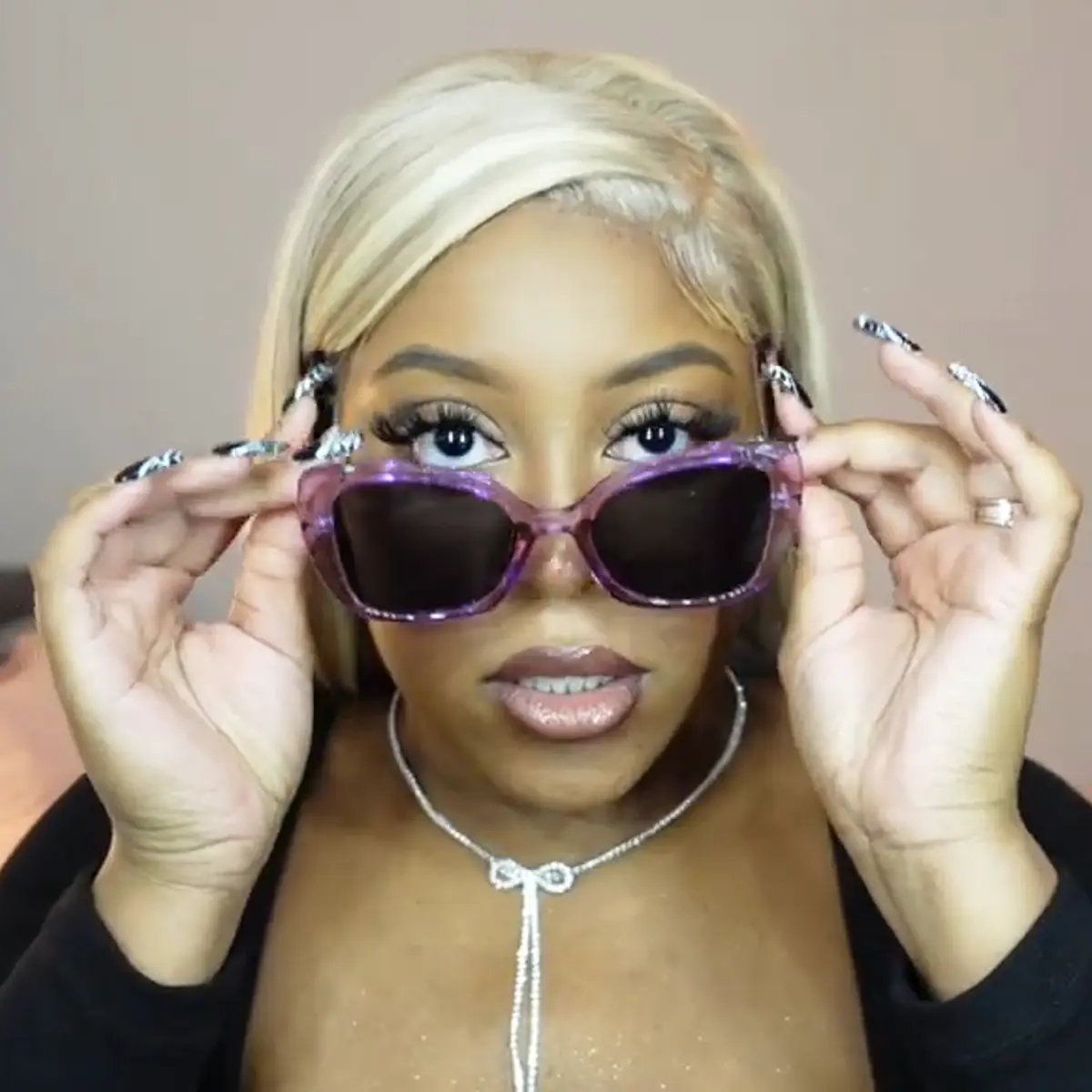 Square Transparent Purple Sunglasses