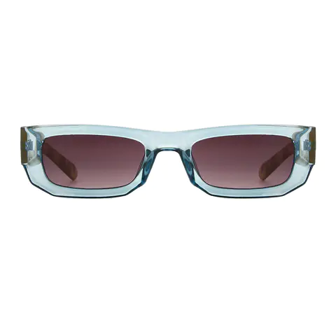 Rectangle Transparent Blue Sunglasses