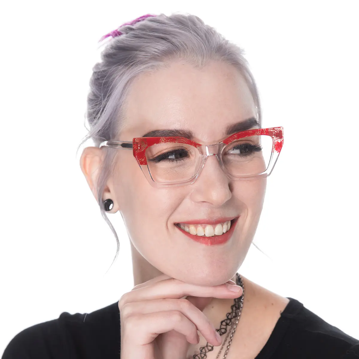 Cat-eye Red/Clear Eyeglasses