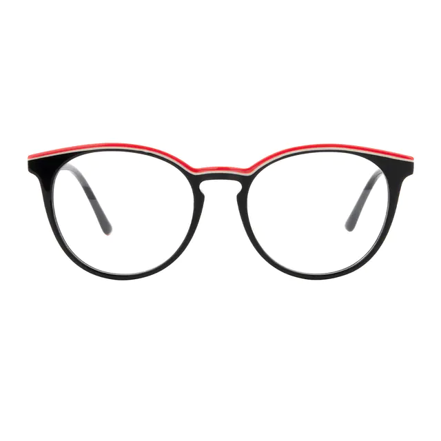 Round Red/Black Eyeglasses