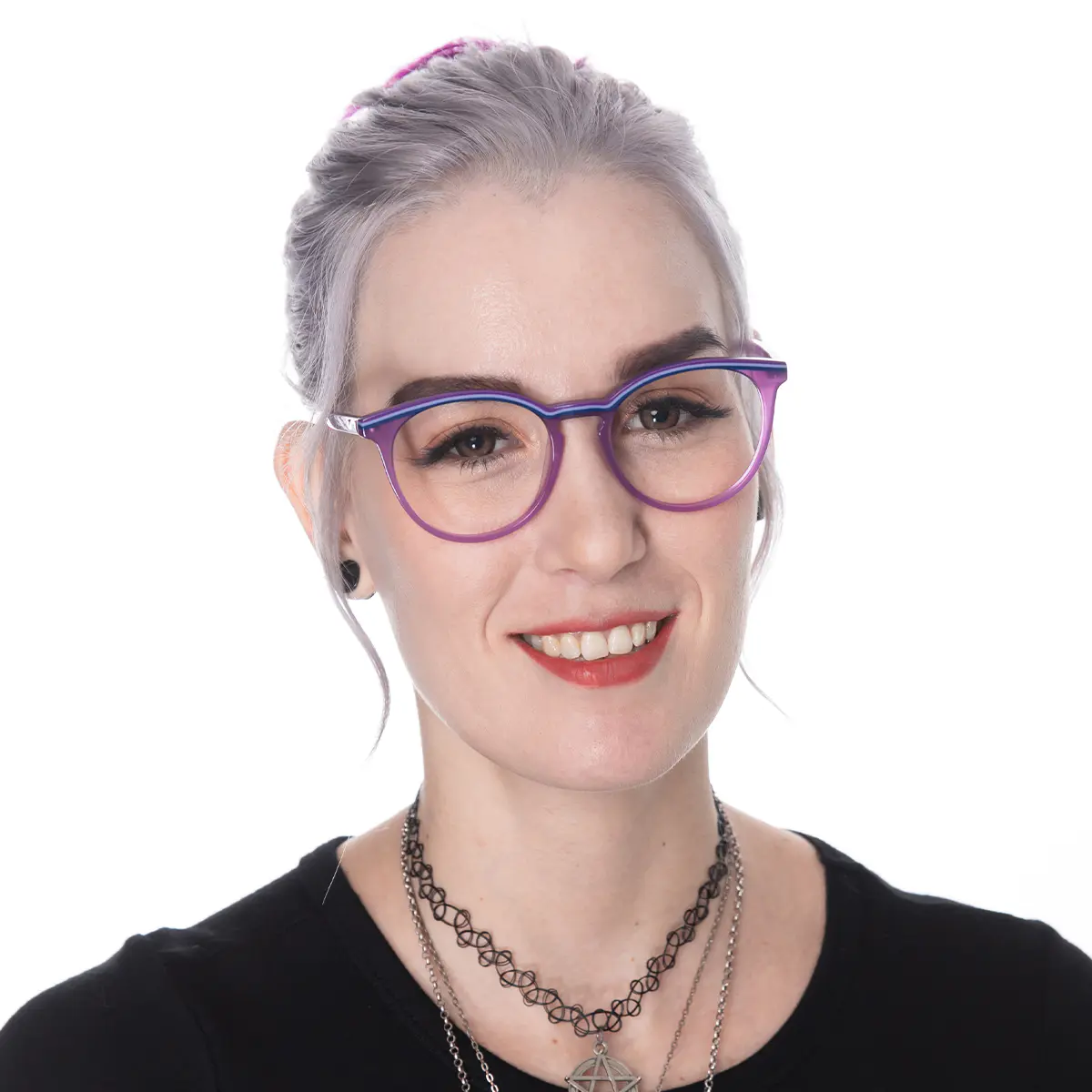 Round Blue Eyeglasses