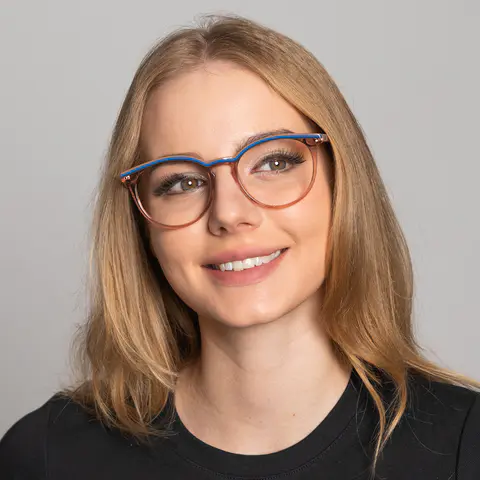 Round Blue Eyeglasses