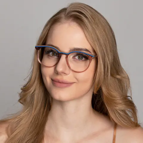 Round Blue Eyeglasses