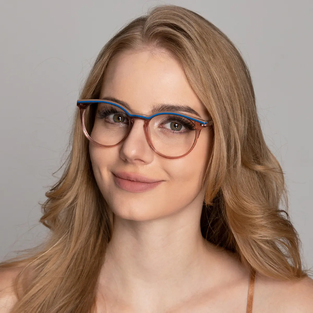 Round Blue Eyeglasses