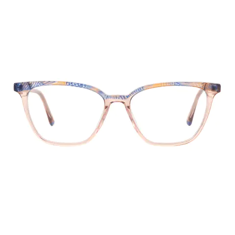 Rectangle Transparent Amber Eyeglasses