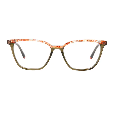 Rectangle Transparent Green Eyeglasses