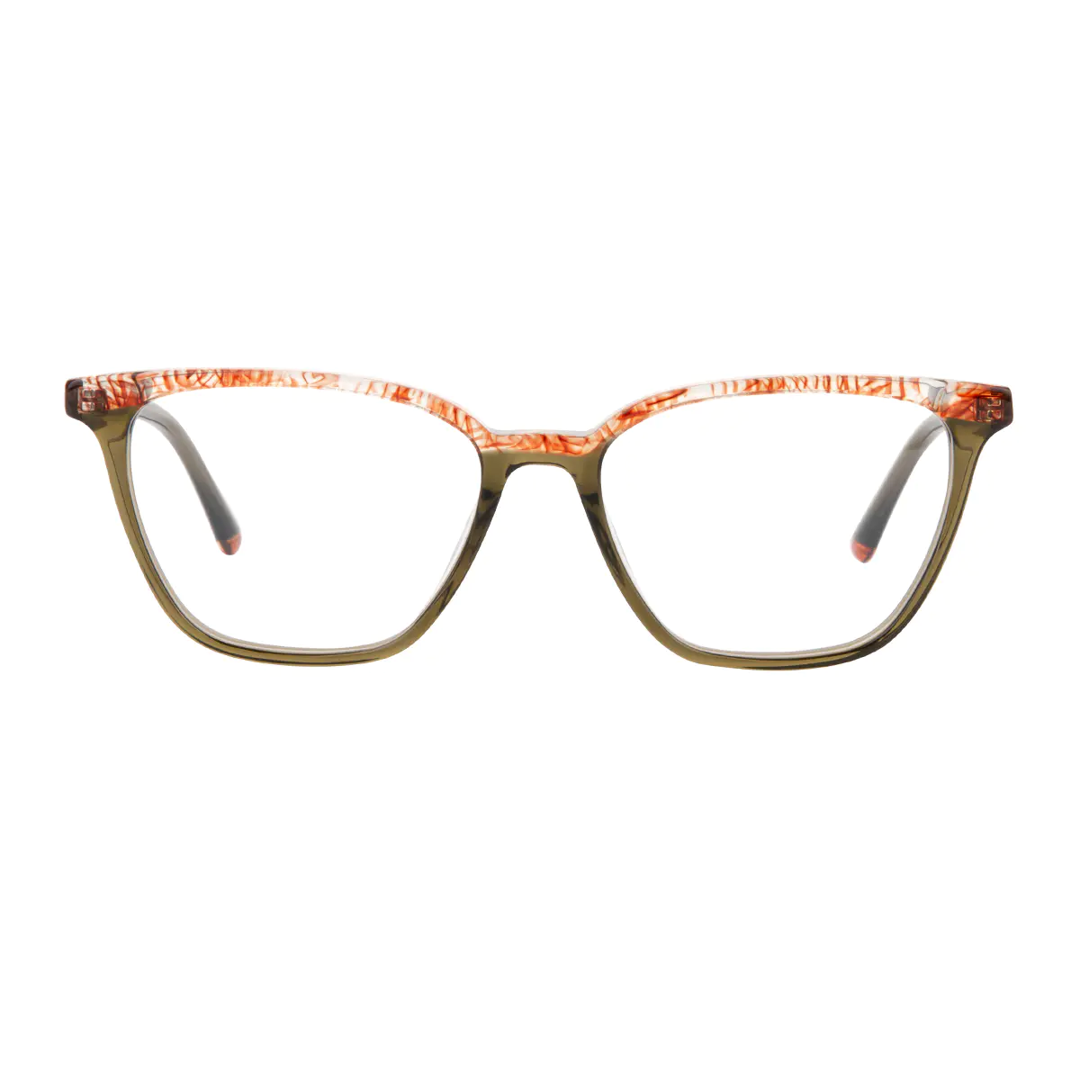 Rectangle Transparent Green Eyeglasses