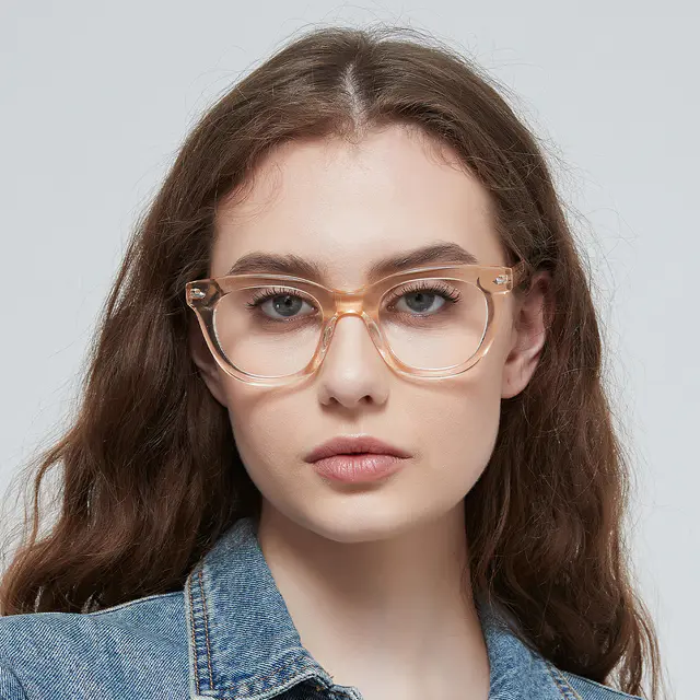 Square Transparent Amber Eyeglasses