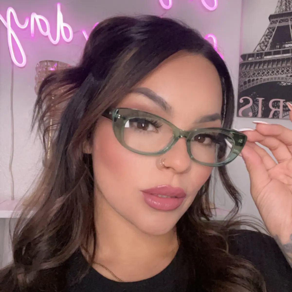 Cat-eye Transparent Green Eyeglasses