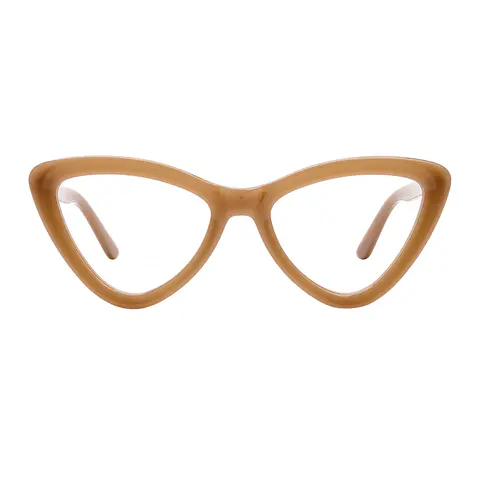 Cat-eye Transparent Brown Eyeglasses