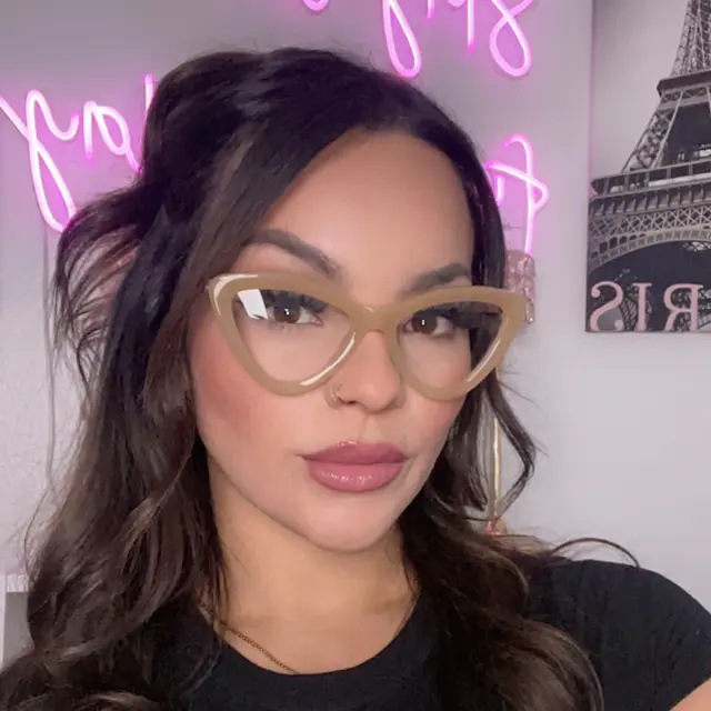 Cat-eye Transparent Brown Eyeglasses