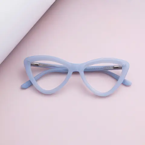 Cat-eye Transparent Blue Eyeglasses