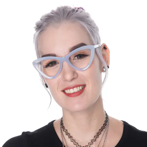 Cat-eye Transparent Blue Eyeglasses