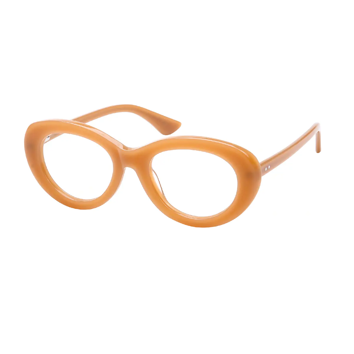 Oval Transparent Brown Eyeglasses