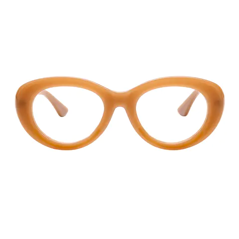 Oval Transparent Brown Eyeglasses
