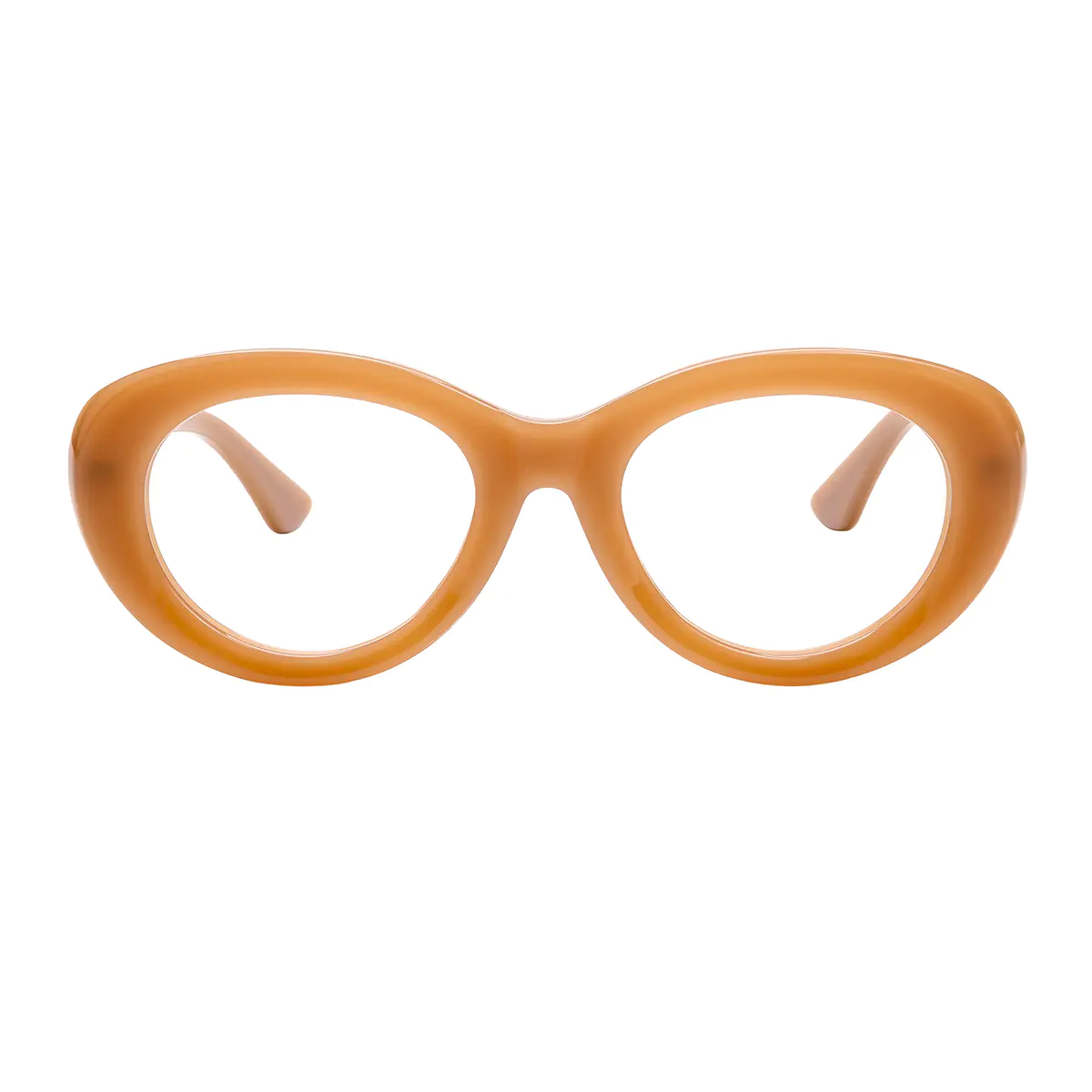 Oval Transparent Brown Eyeglasses