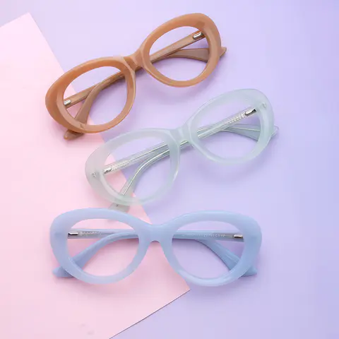 Oval Transparent Brown Eyeglasses