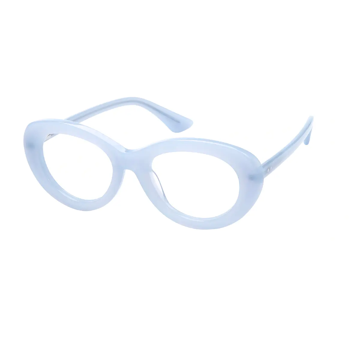Oval Transparent Blue Eyeglasses