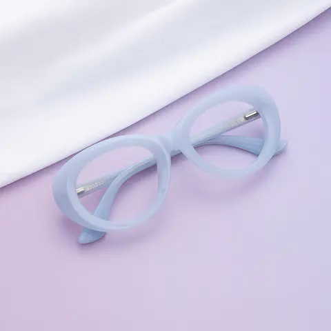 Oval Transparent Blue Eyeglasses