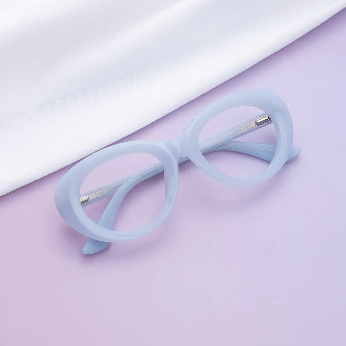 Oval Transparent Blue Eyeglasses