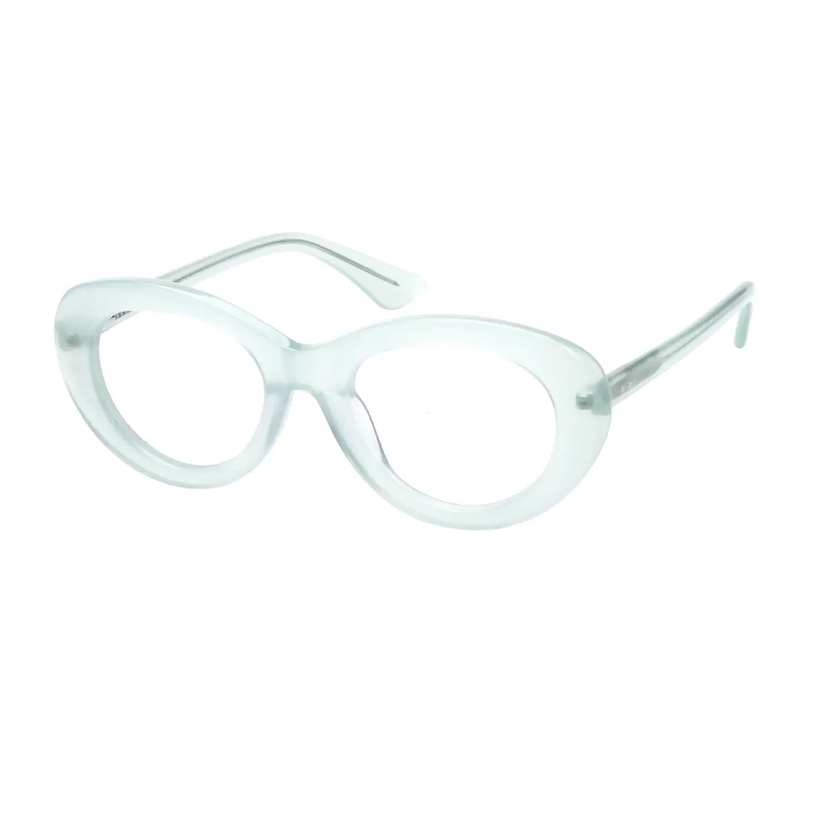 Oval Transparent Green Eyeglasses