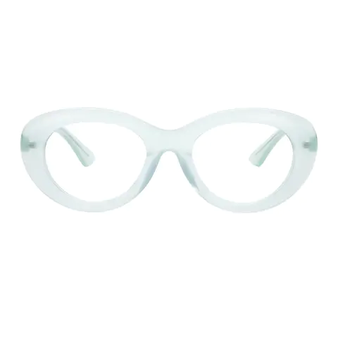 Oval Transparent Green Eyeglasses