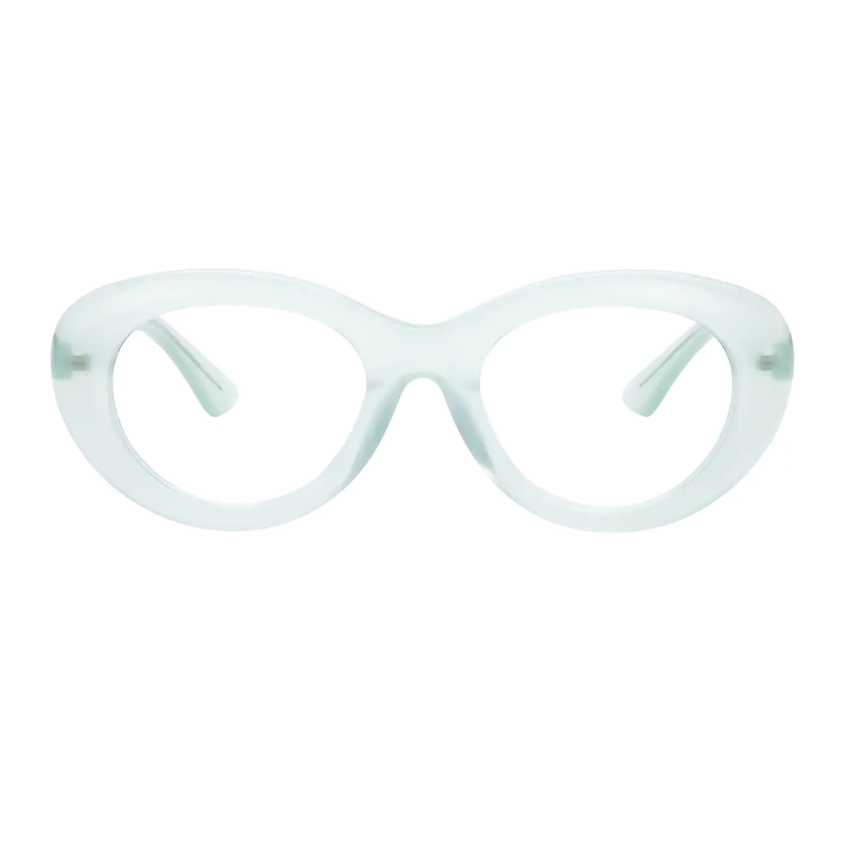 Oval Transparent Green Eyeglasses