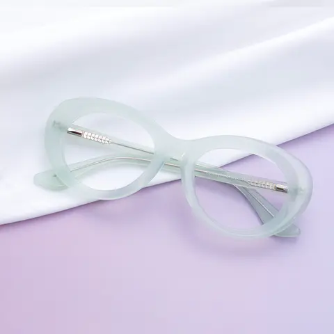 Oval Transparent Green Eyeglasses