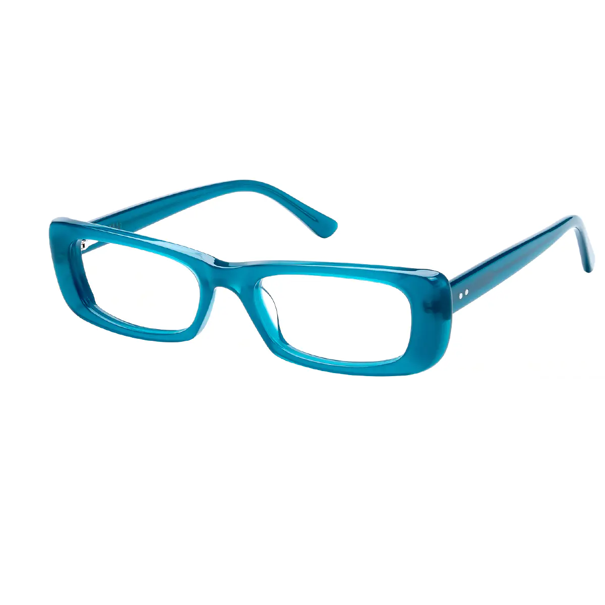 Rectangle Transparent Blue Eyeglasses