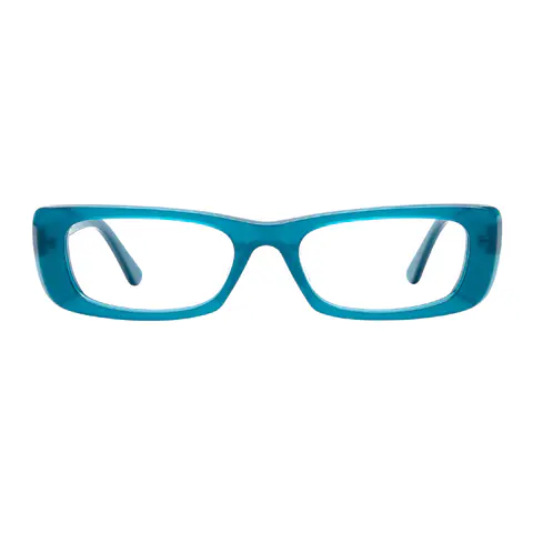 Rectangle Transparent Blue Eyeglasses