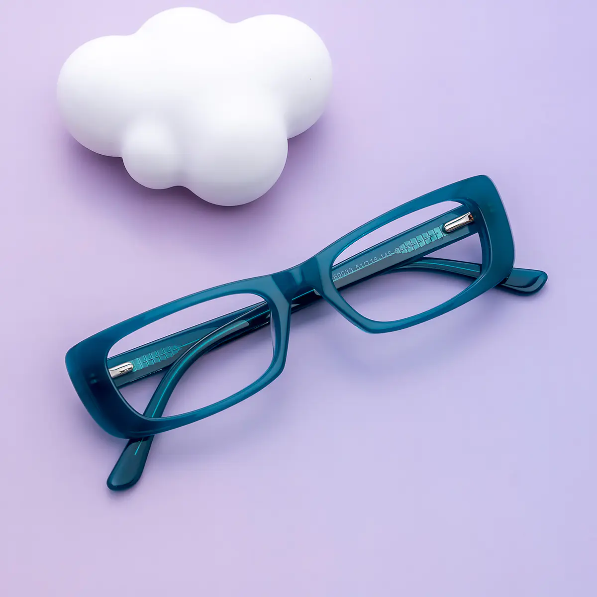 Rectangle Transparent Blue Eyeglasses