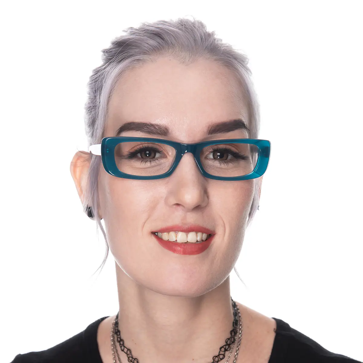 Rectangle Transparent Blue Eyeglasses