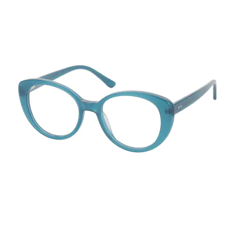 Round Transparent Blue Eyeglasses