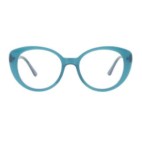 Round Transparent Blue Eyeglasses