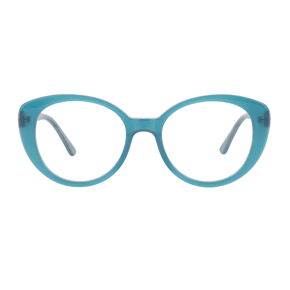 Round Transparent Blue Eyeglasses