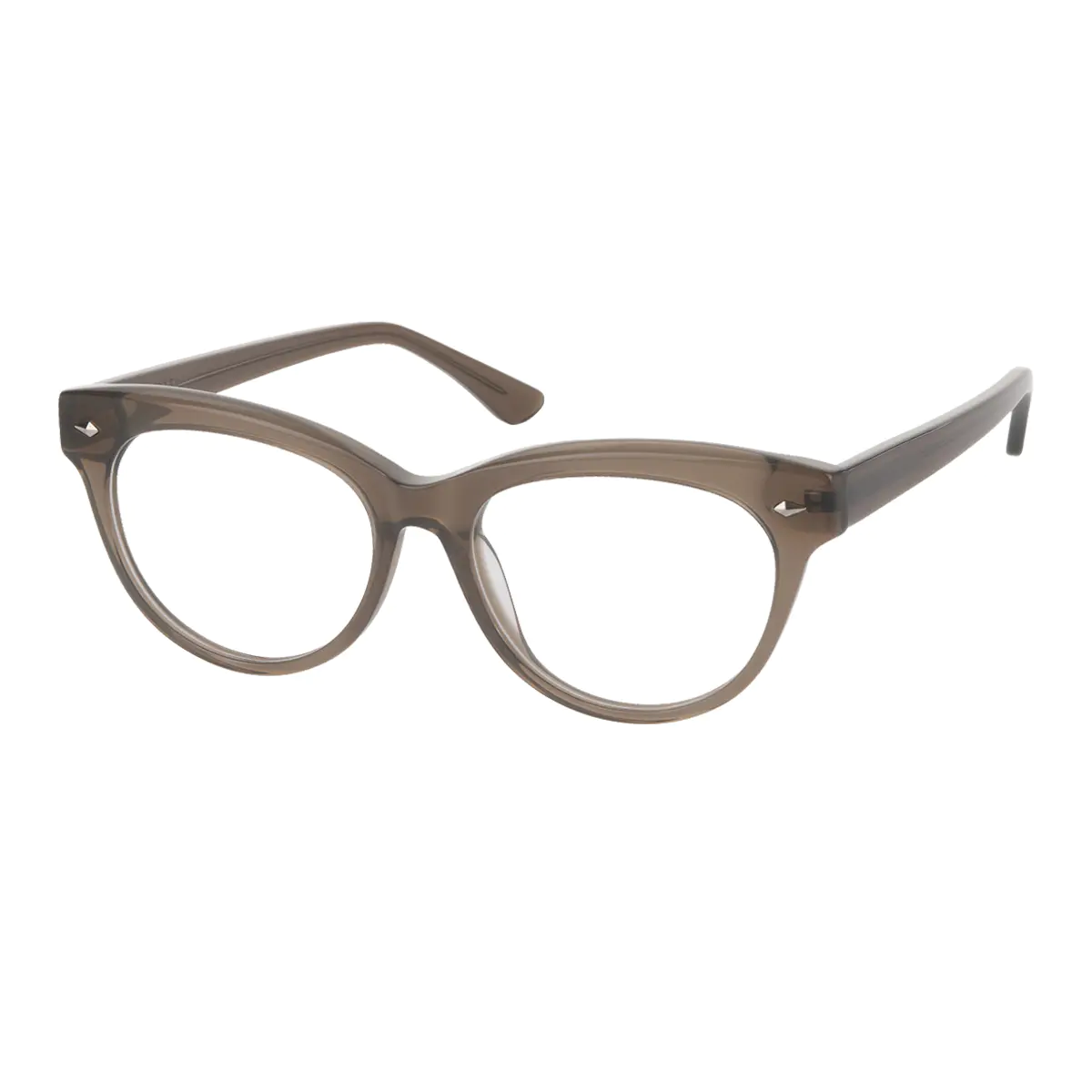 Cat-eye Transparent Brown Eyeglasses