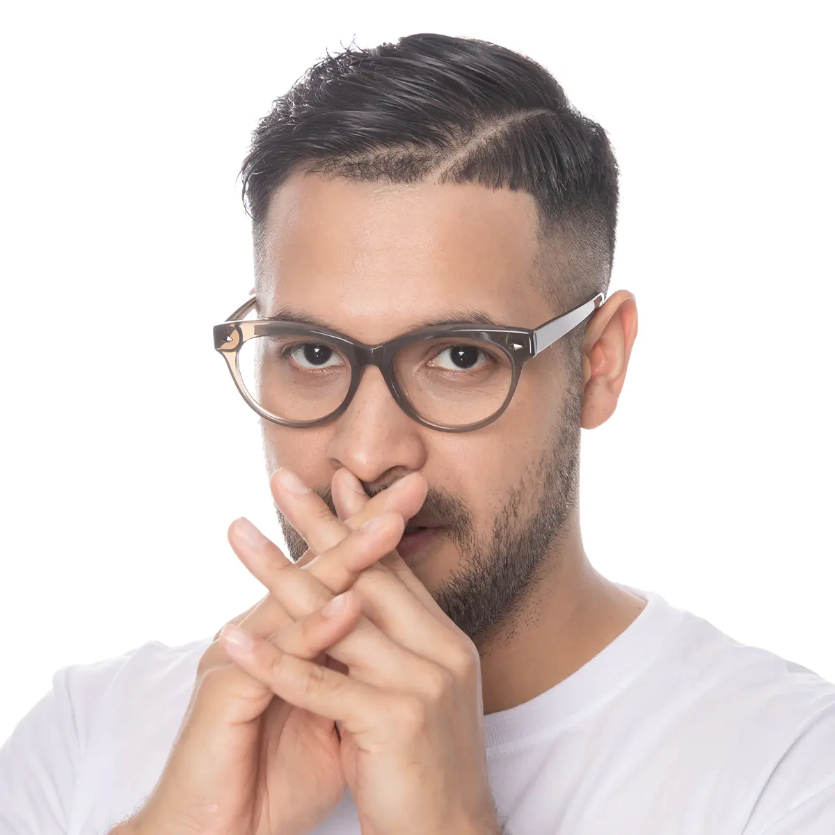 Cat-eye Transparent Brown Eyeglasses