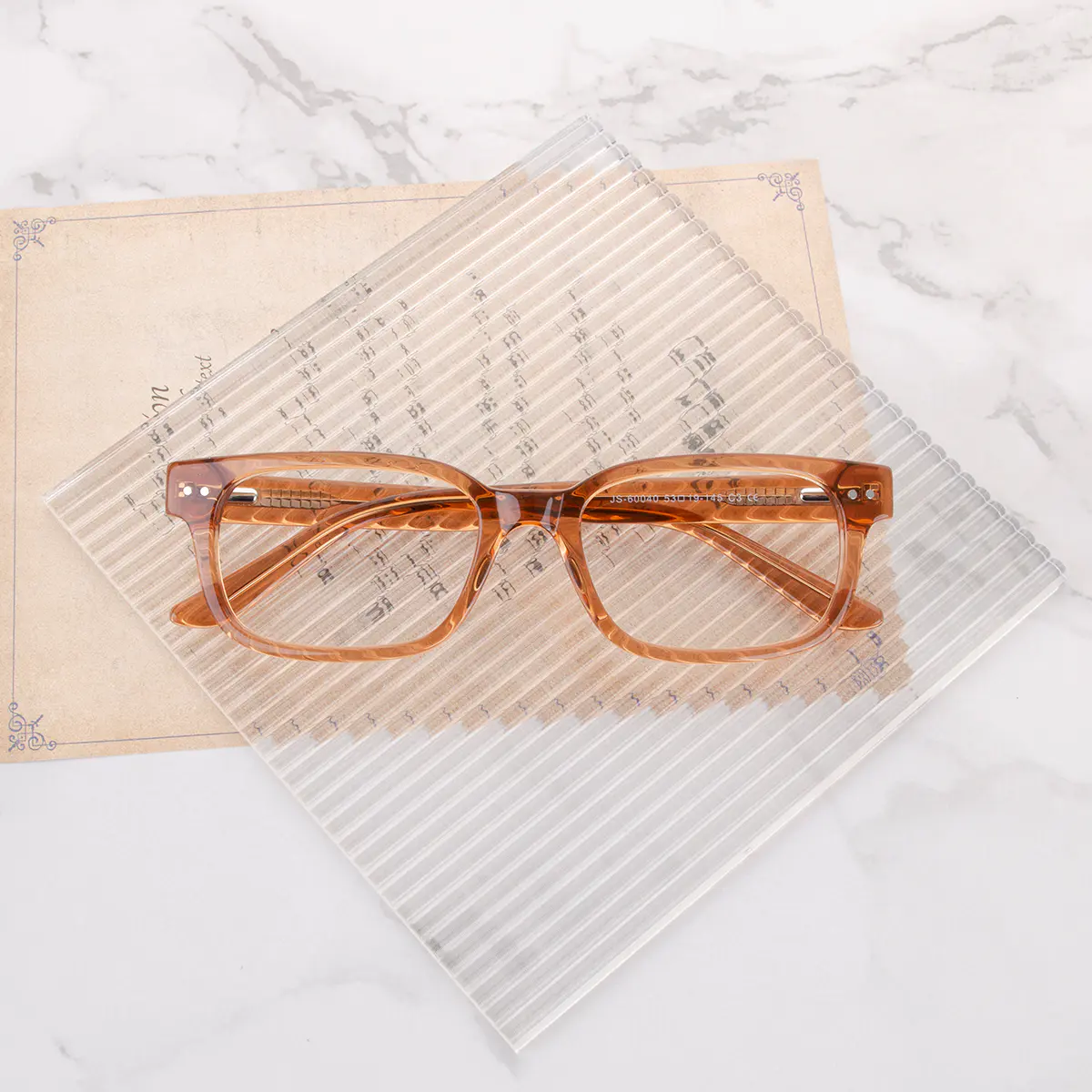 Rectangle Transparent Amber Eyeglasses