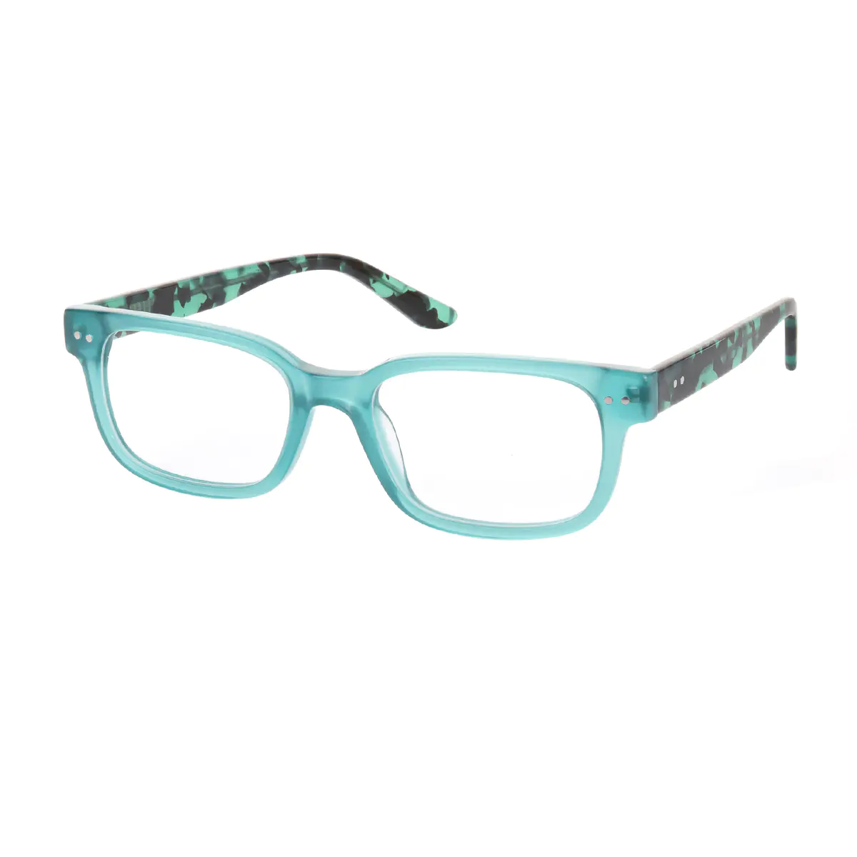 Rectangle Transparent Green Eyeglasses